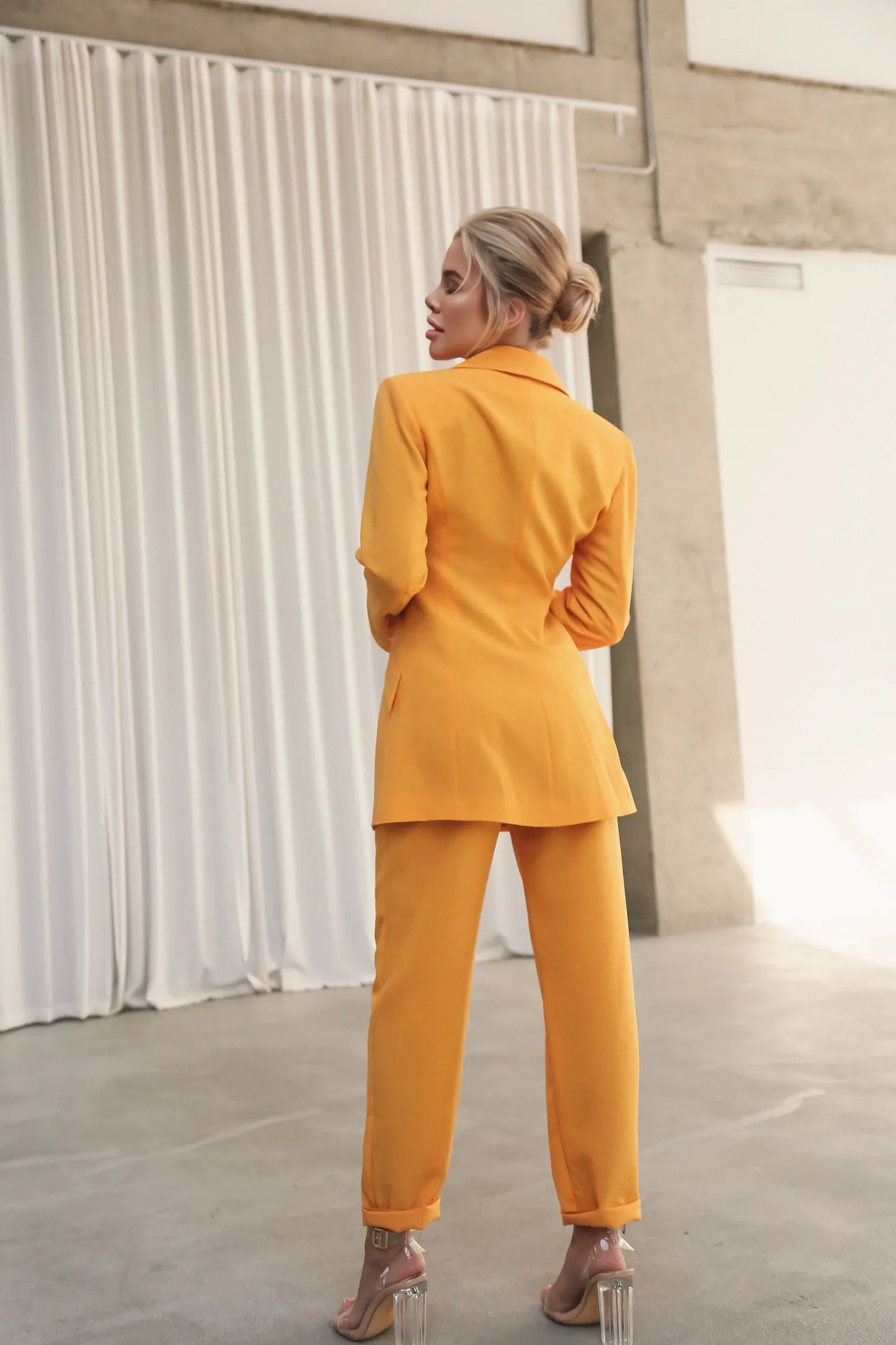 Flared Jacket with Slits on the Sleeves Yellow