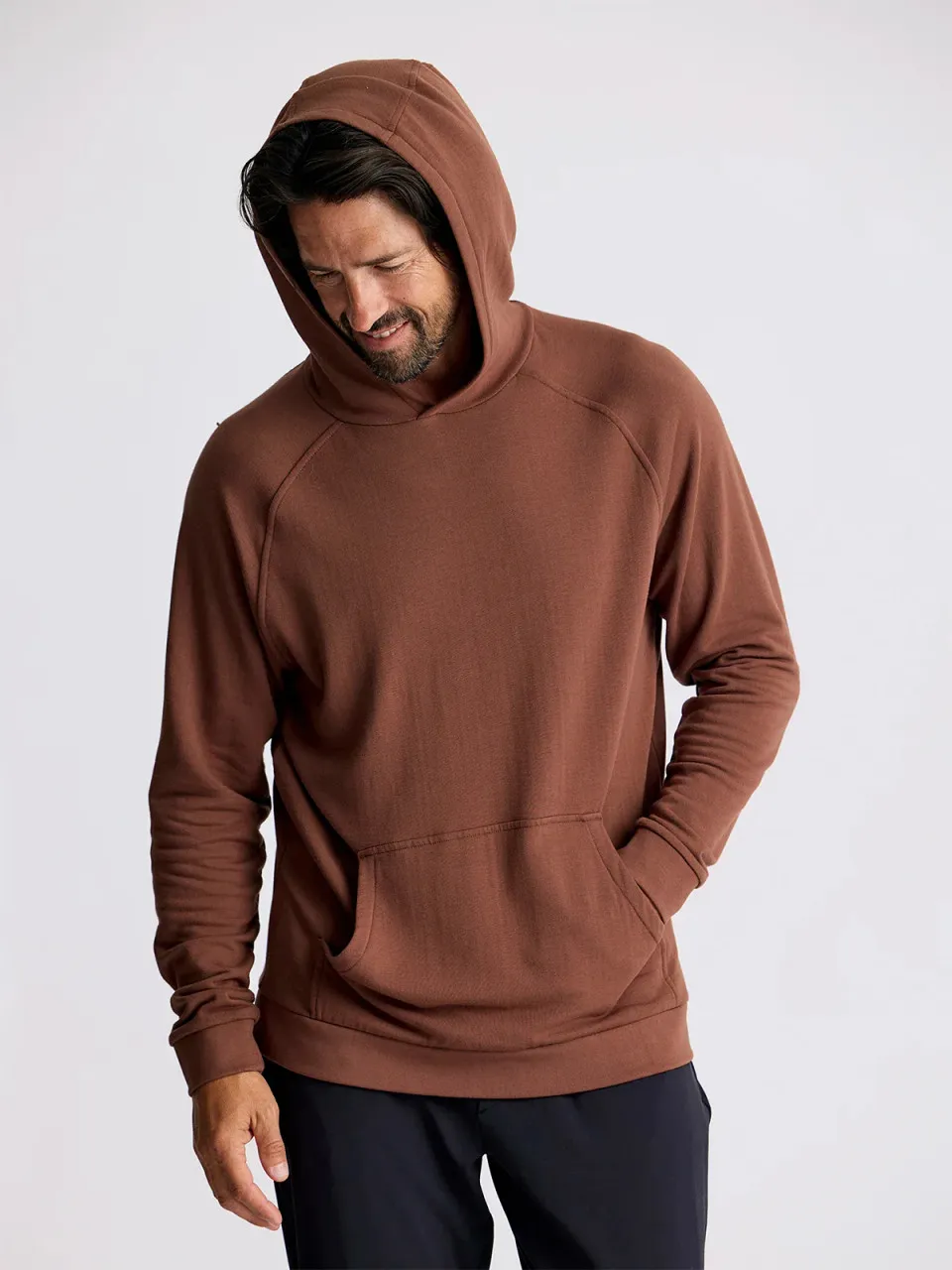 Free Fly Men's Bamboo Lightweight Fleece Hoodie: Chestnut