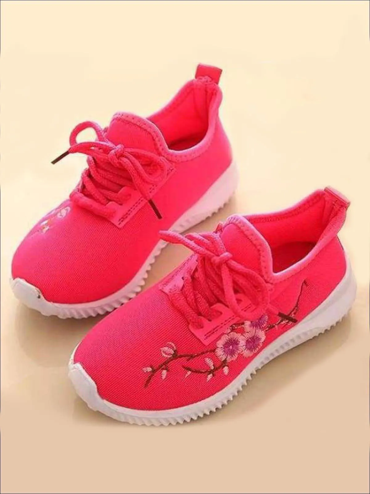 Girls Floral Embroidered Sneakers By Liv and Mia