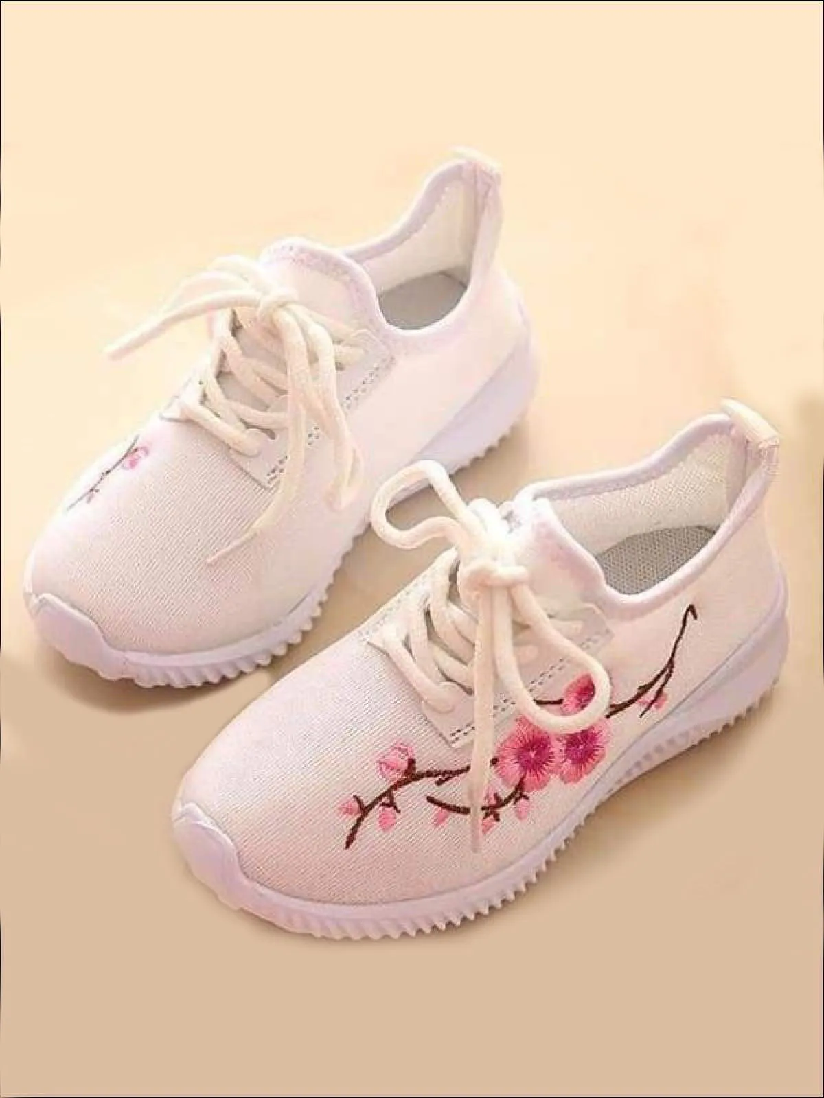 Girls Floral Embroidered Sneakers By Liv and Mia