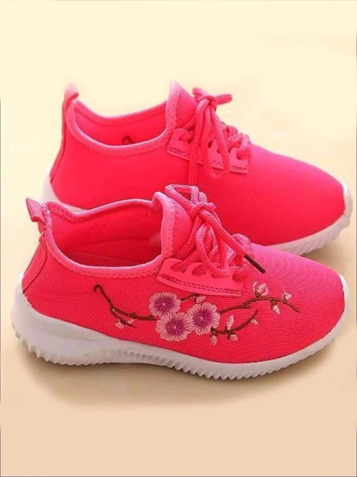 Girls Floral Embroidered Sneakers By Liv and Mia