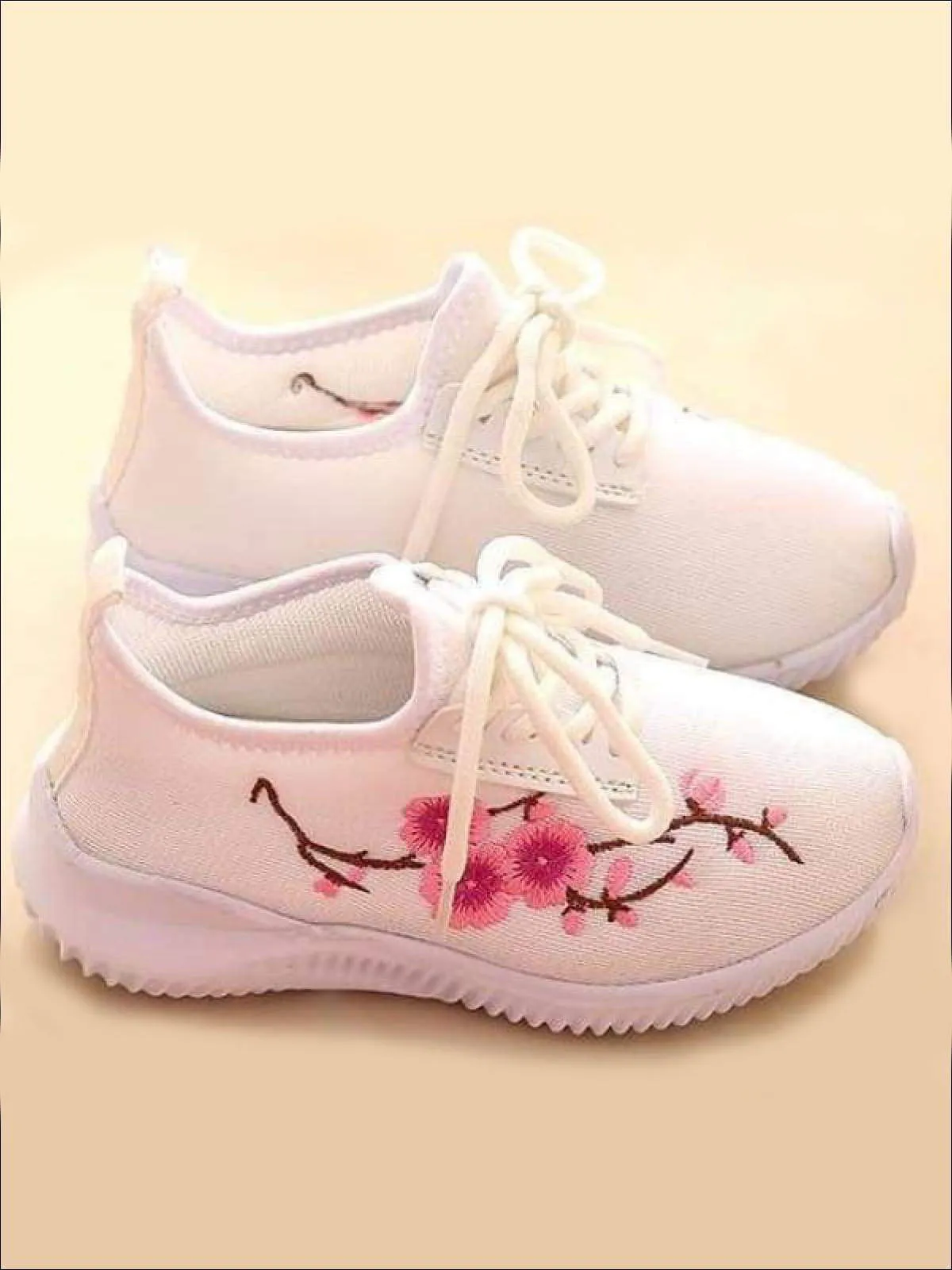 Girls Floral Embroidered Sneakers By Liv and Mia