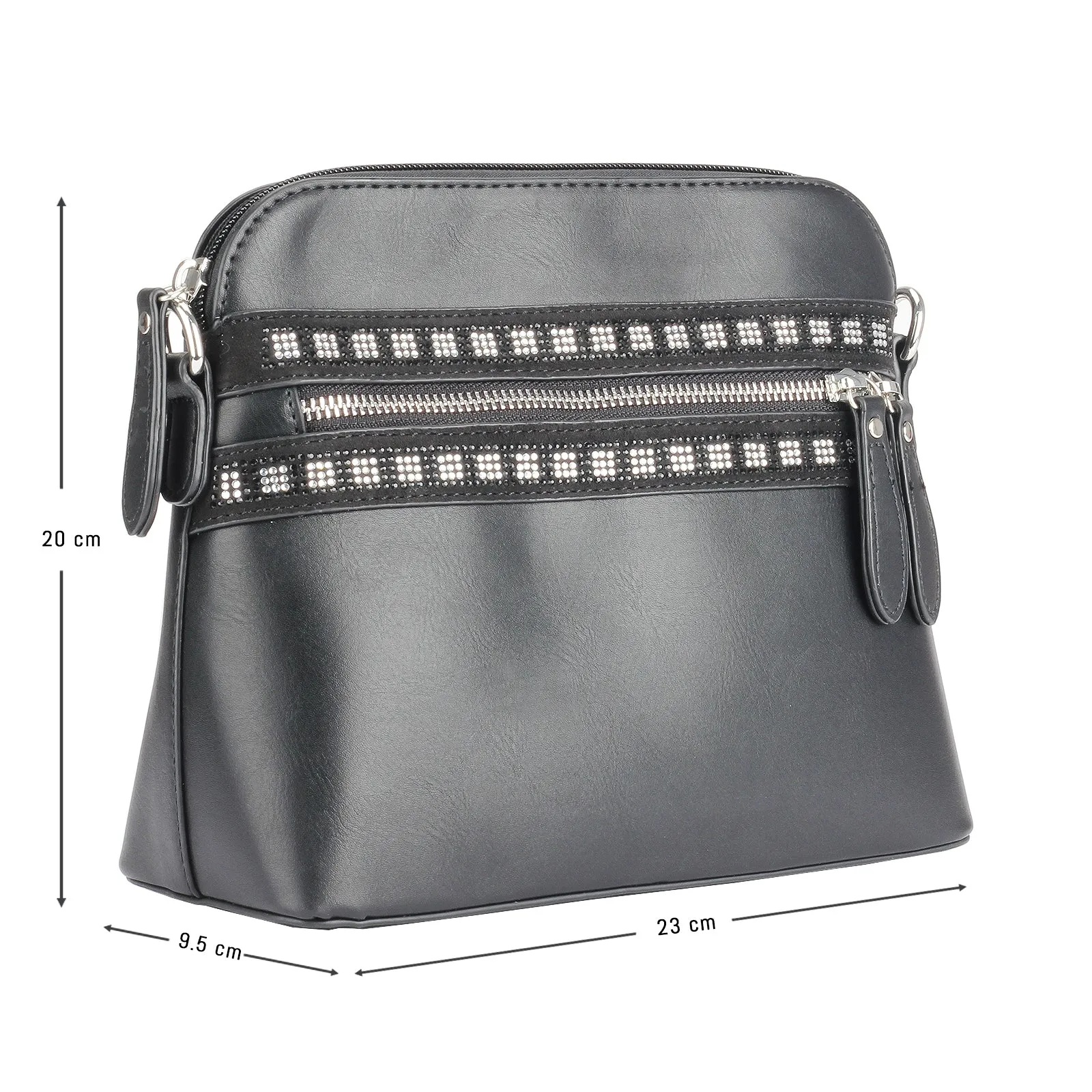 Glitter embellished textured cross-body bag