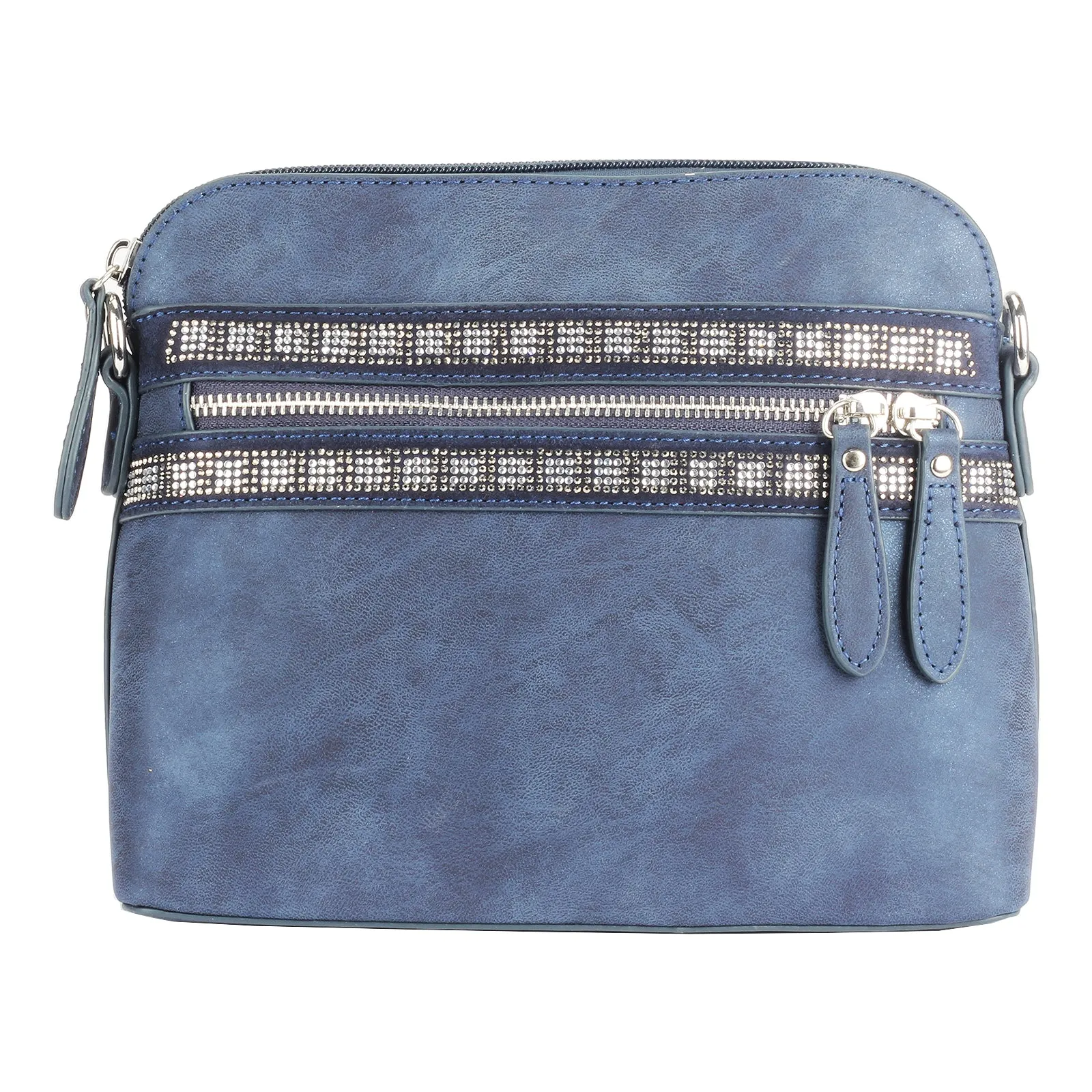 Glitter embellished textured cross-body bag