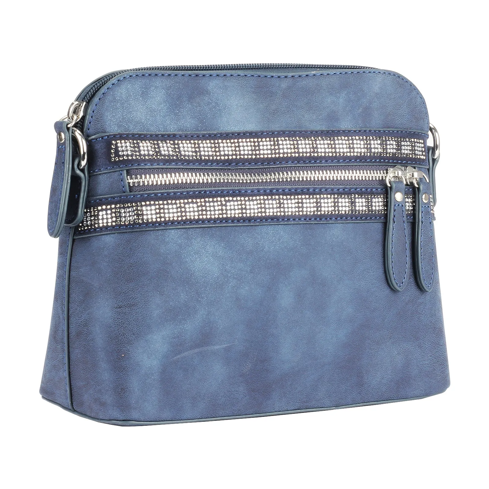 Glitter embellished textured cross-body bag