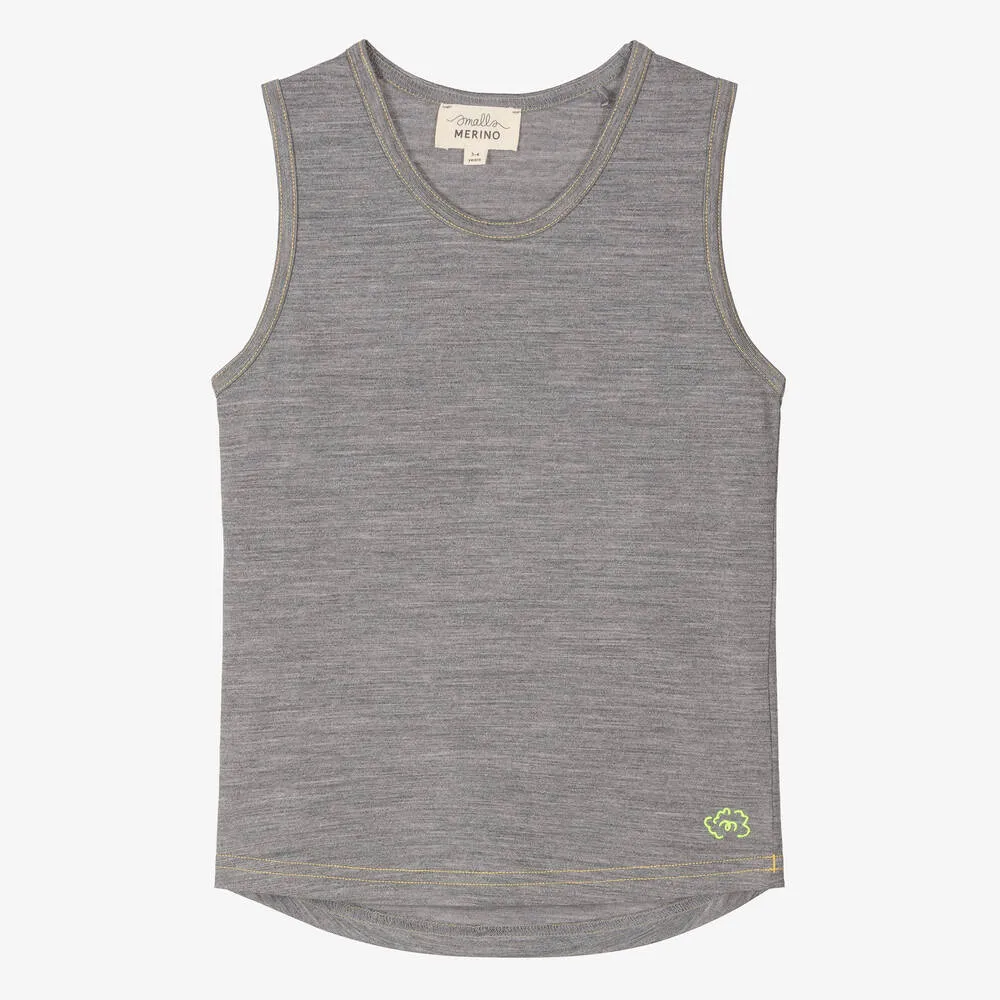 Grey Marl Merino Wool Vest Top