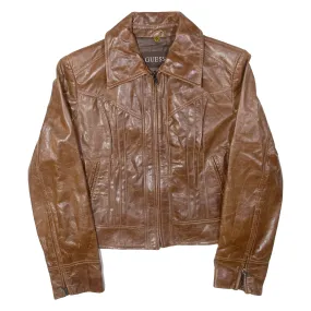 GUESS Womens Jacket Brown Leather M