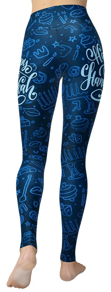 Happy Hanukkah Yoga Leggings