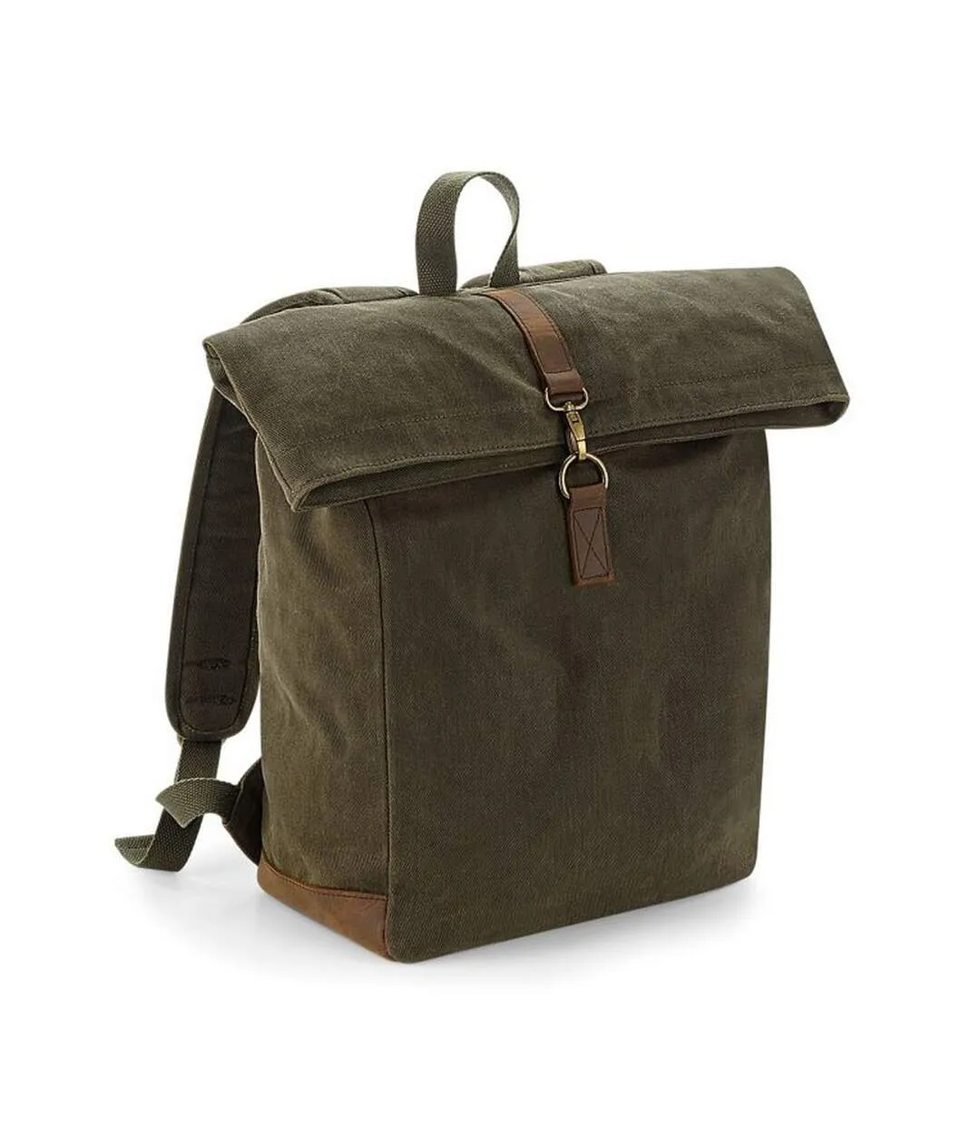 Heritage leather accents backpack one size olive green Quadra