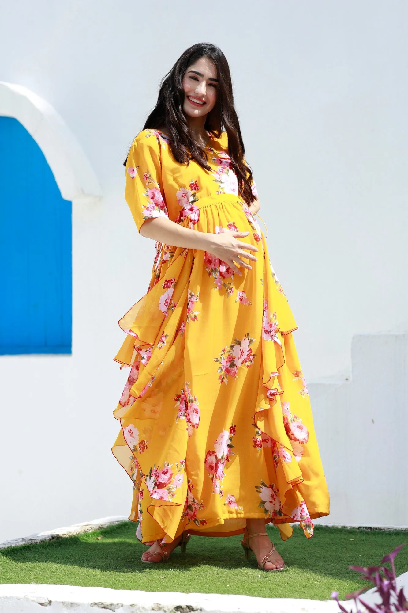 Honey Rose Pink Bloom Maternity Flow Dress