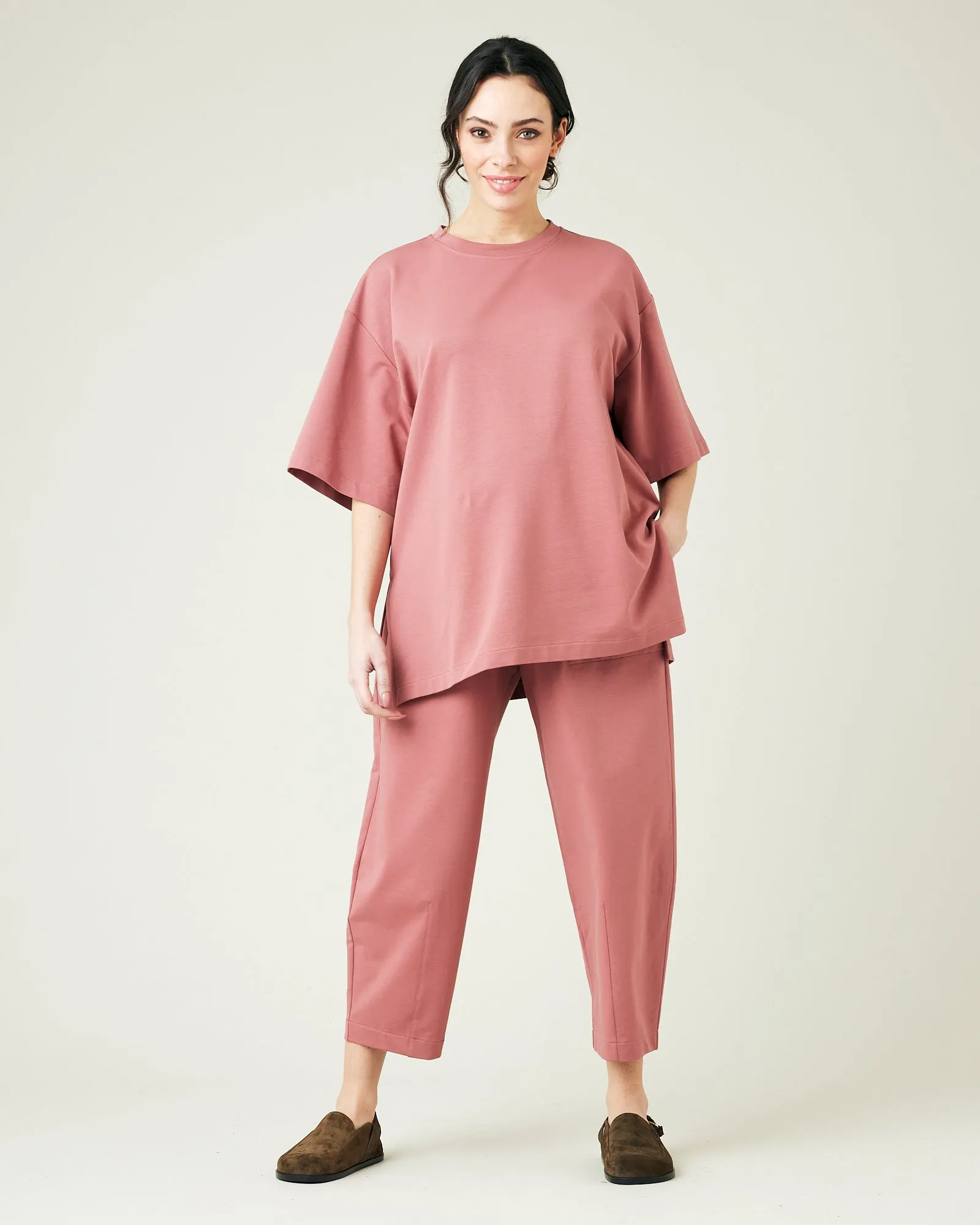 Huxley Dusty Pink Cotton Jersey Trousers