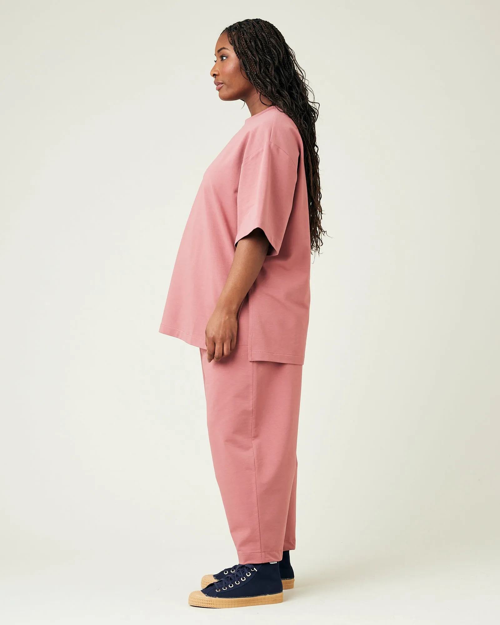 Huxley Dusty Pink Cotton Jersey Trousers