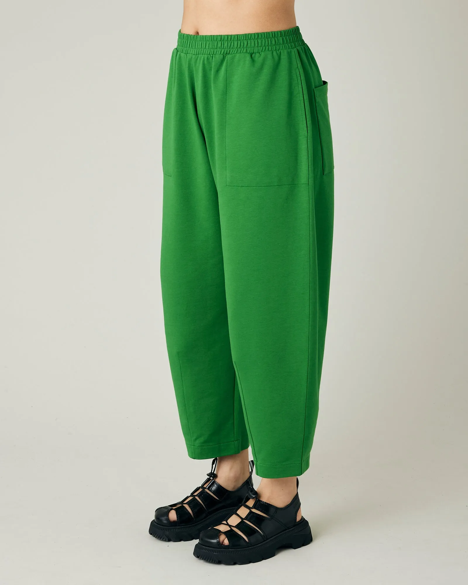 Huxley Juniper Green Cotton Jersey Trousers