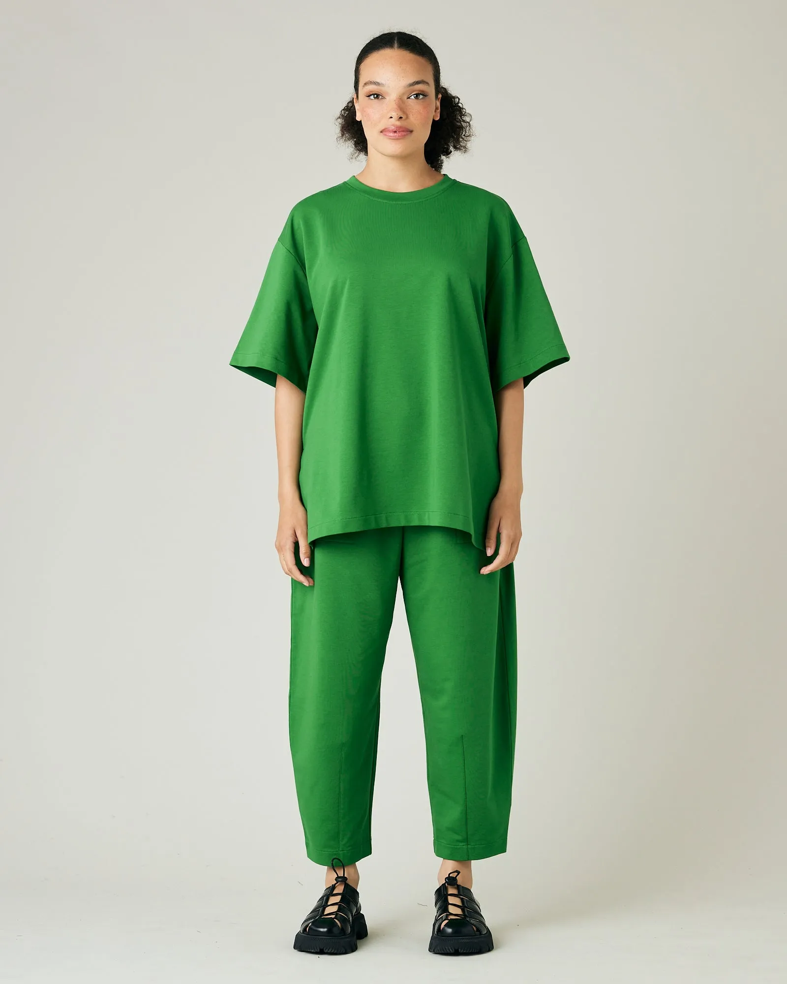 Huxley Juniper Green Cotton Jersey Trousers