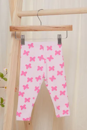 Infant Girls Pink Placement Print Ribbed Leggings