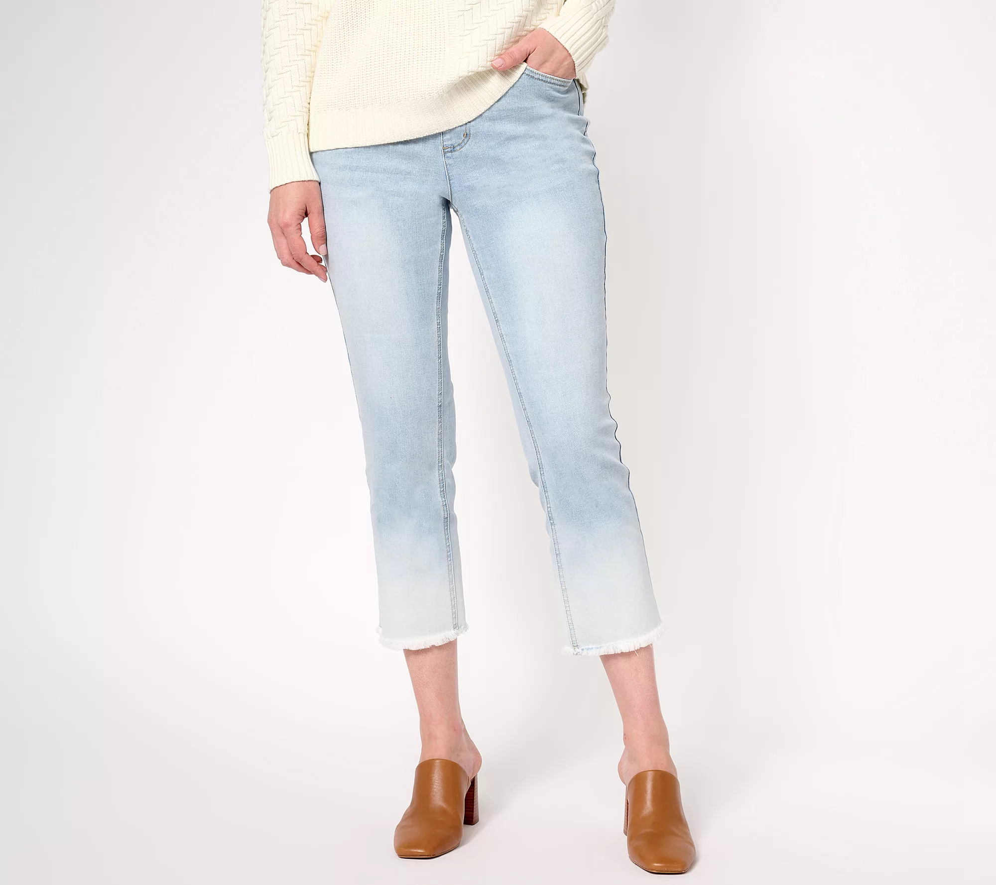 Isaac Mizrahi Live! Petite Indigo True Denim Dip Dye Ankle Jeans