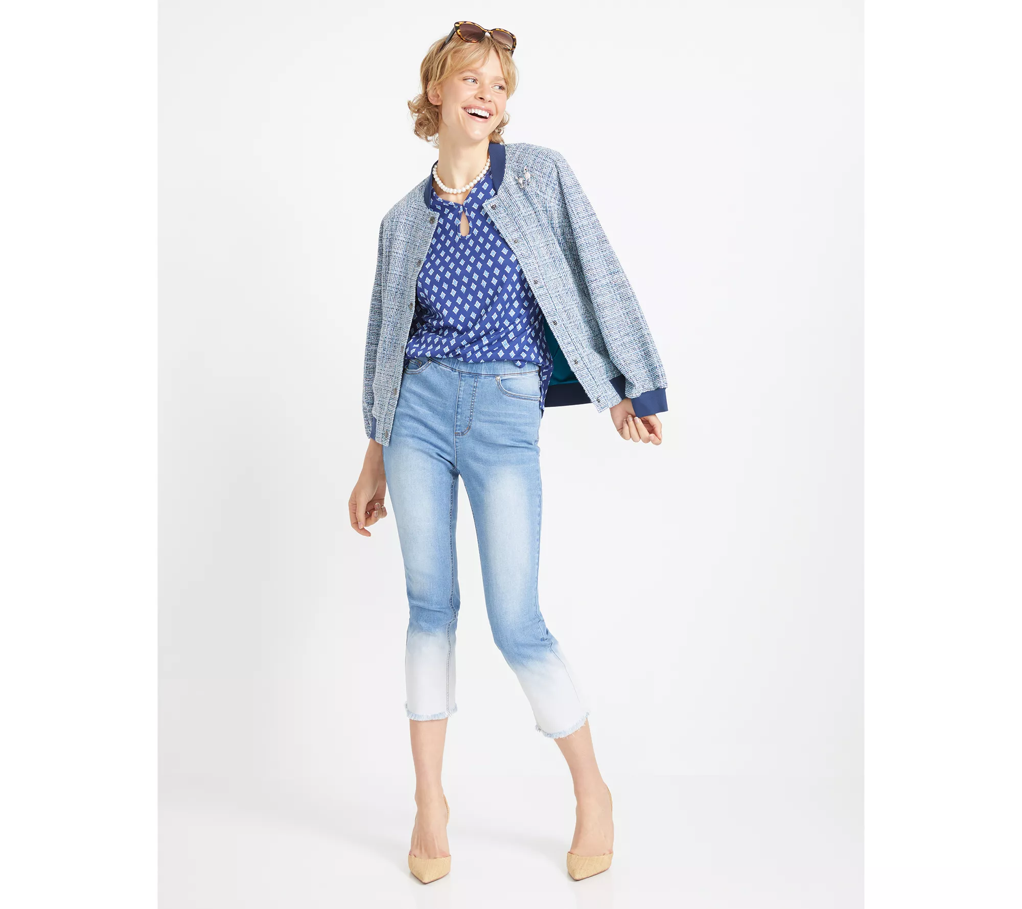 Isaac Mizrahi Live! Petite Indigo True Denim Dip Dye Ankle Jeans