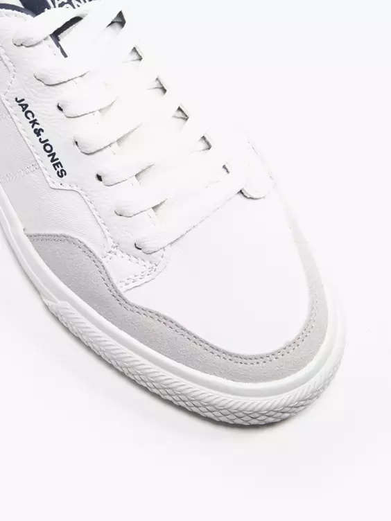 Jack + Jones  White/Navy Lace Up Casual Trainers