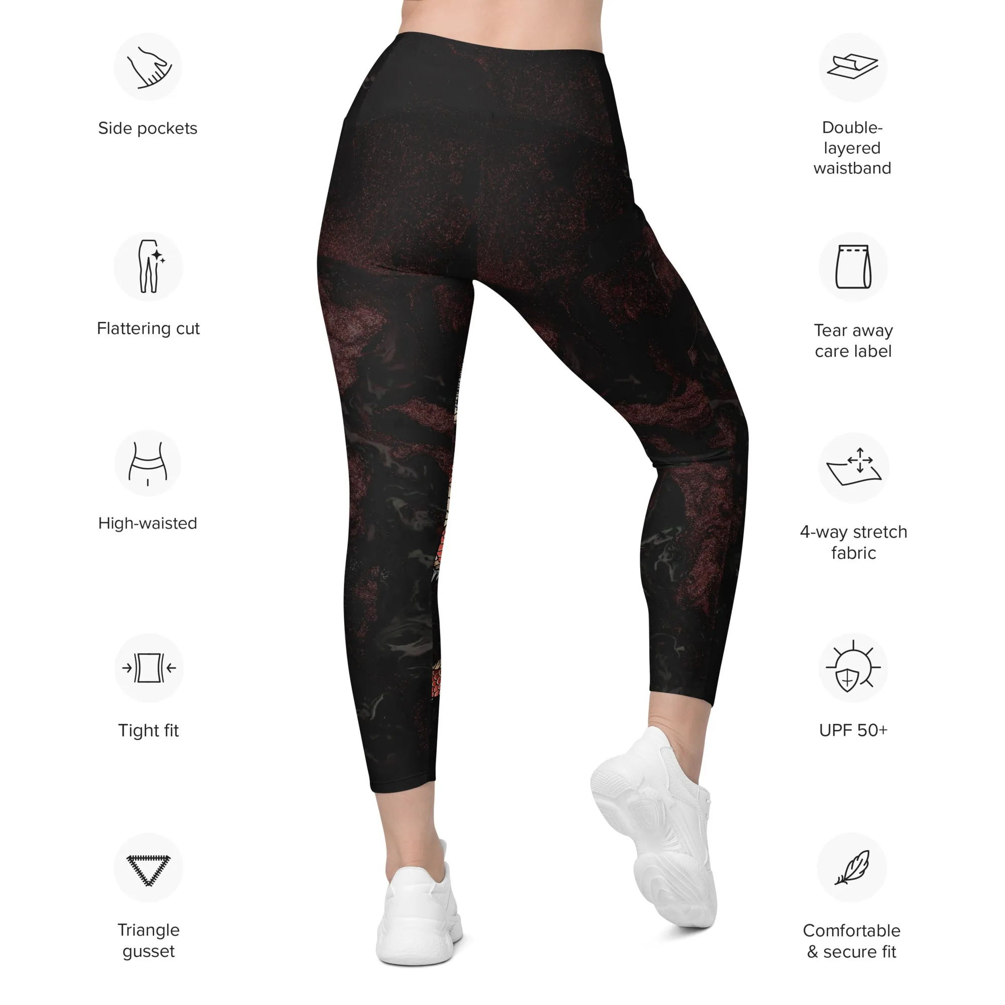 Japanese Dragon Leggings With Pockets