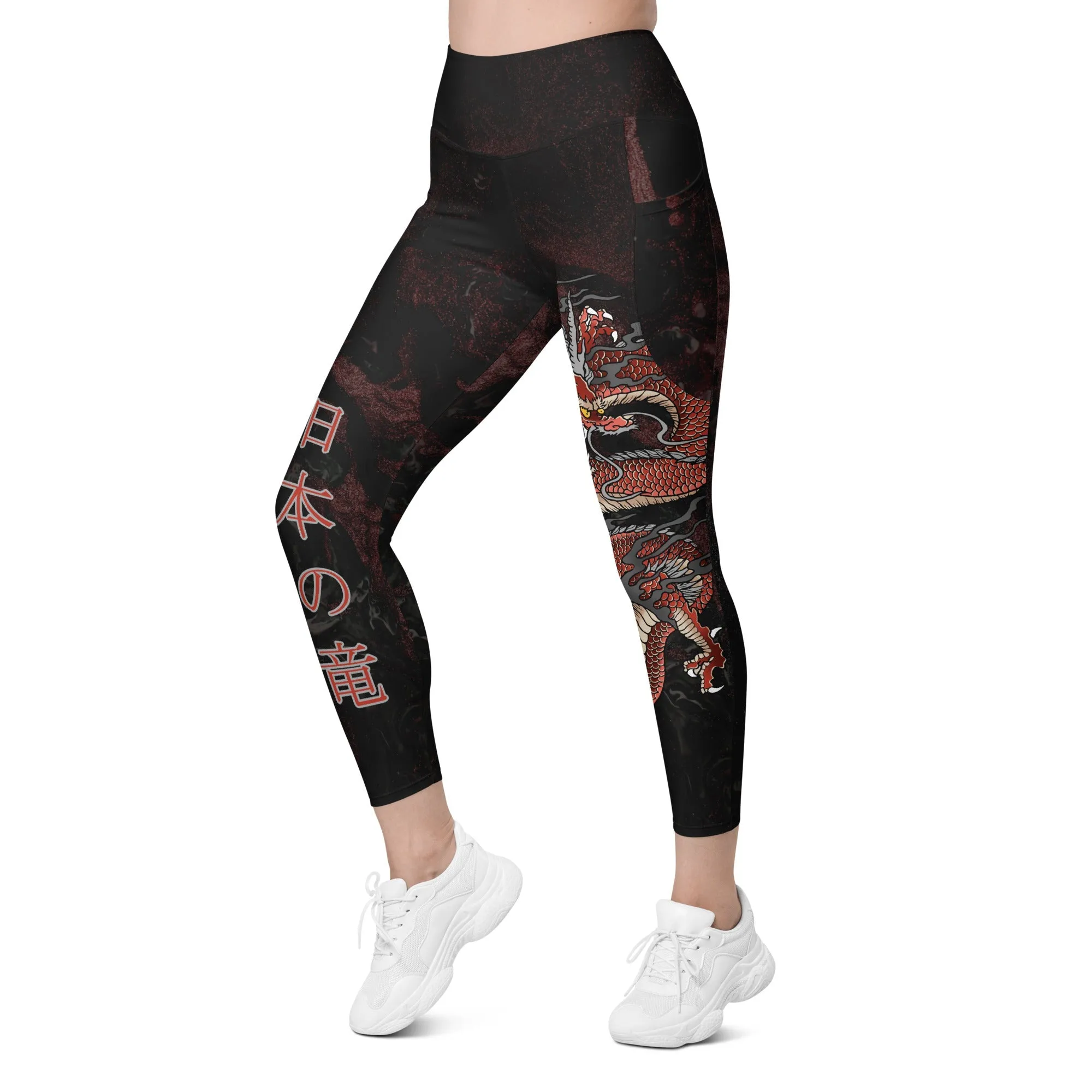 Japanese Dragon Leggings With Pockets