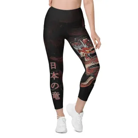 Japanese Dragon Leggings With Pockets