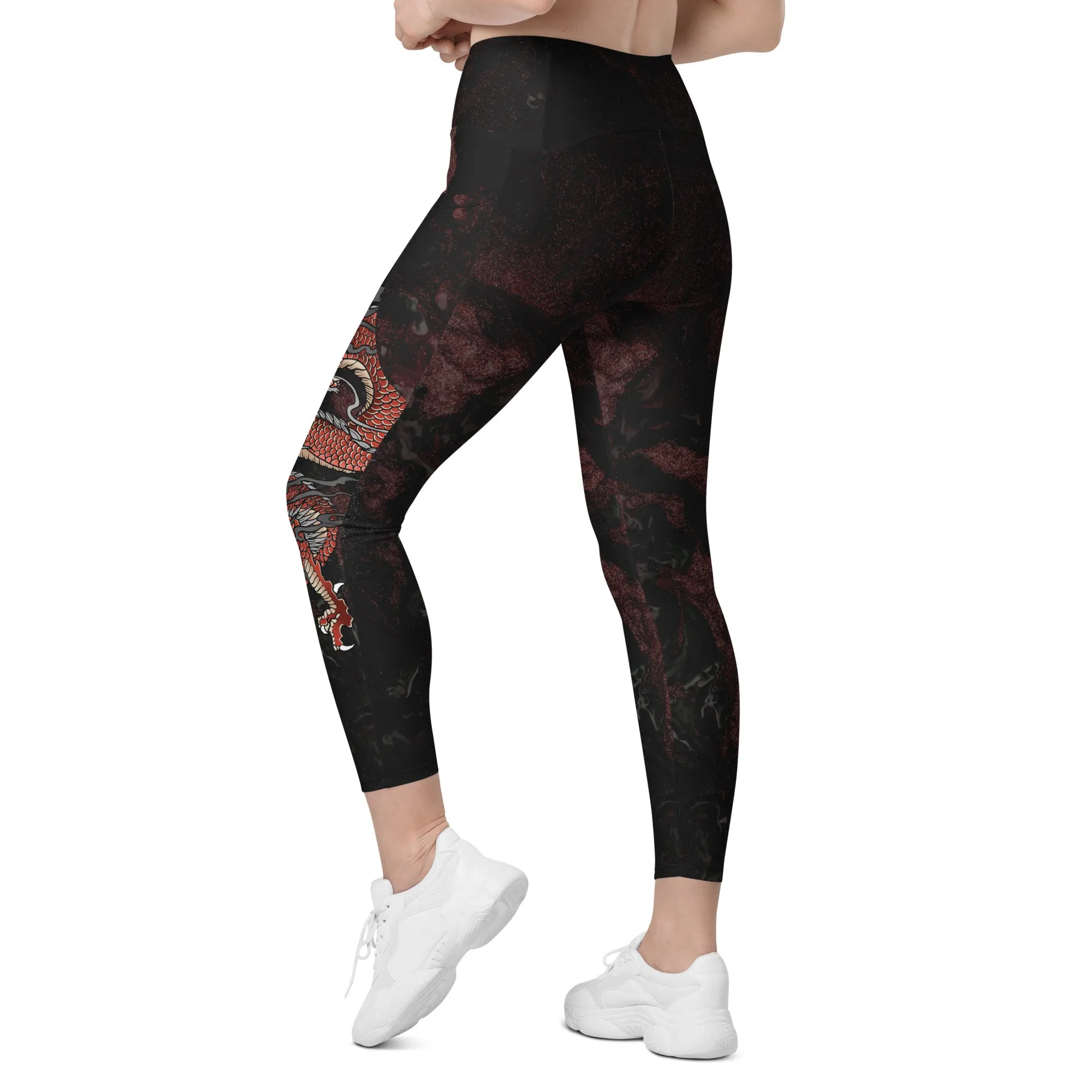 Japanese Dragon Leggings With Pockets