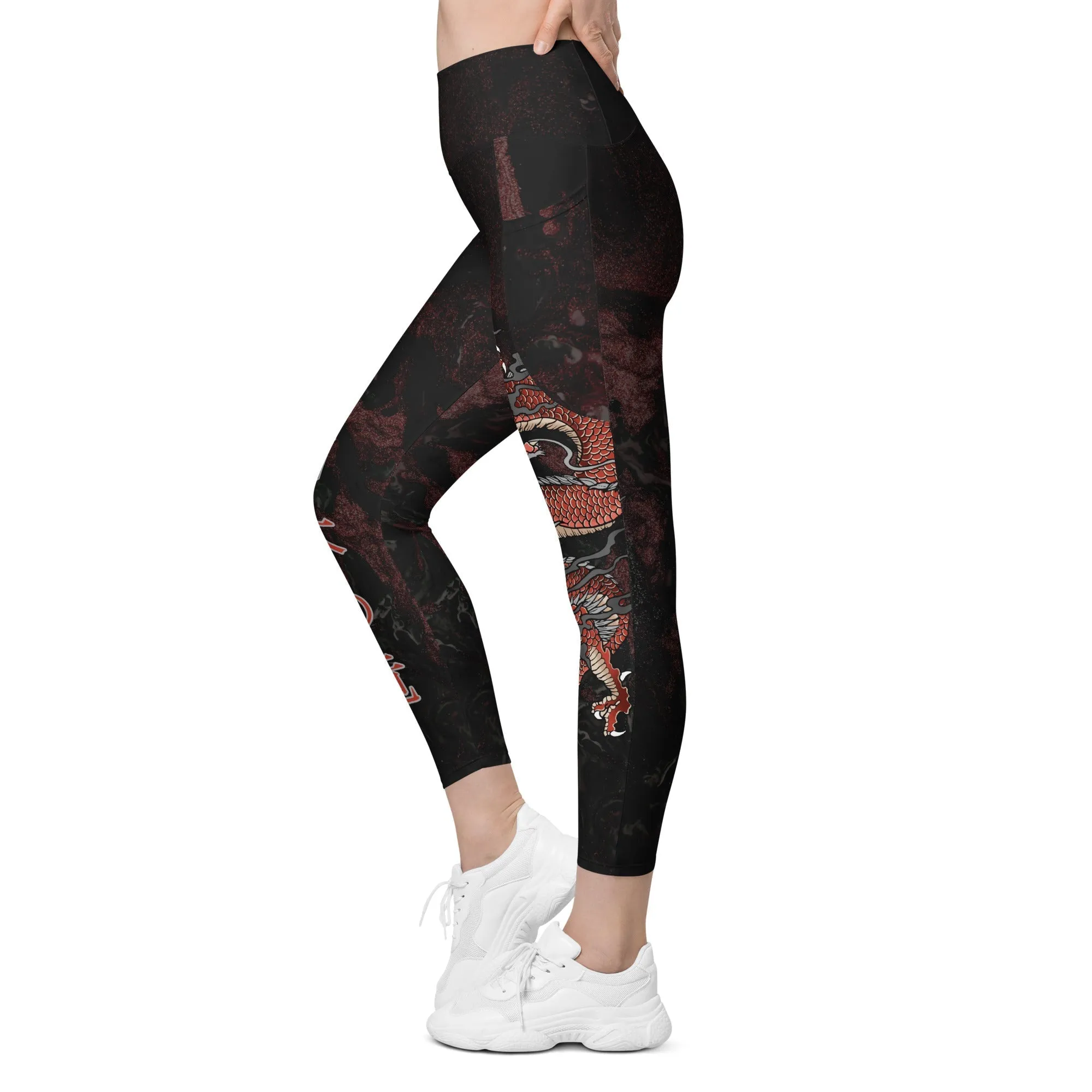 Japanese Dragon Leggings With Pockets