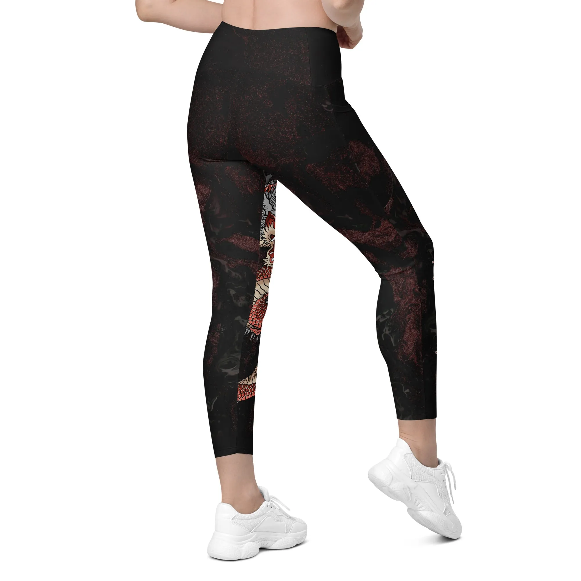 Japanese Dragon Leggings With Pockets