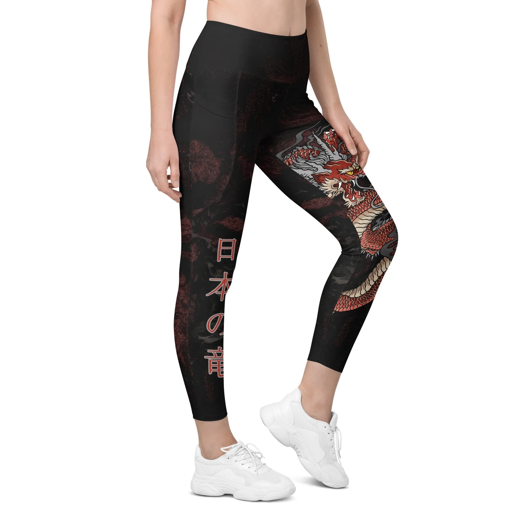 Japanese Dragon Leggings With Pockets