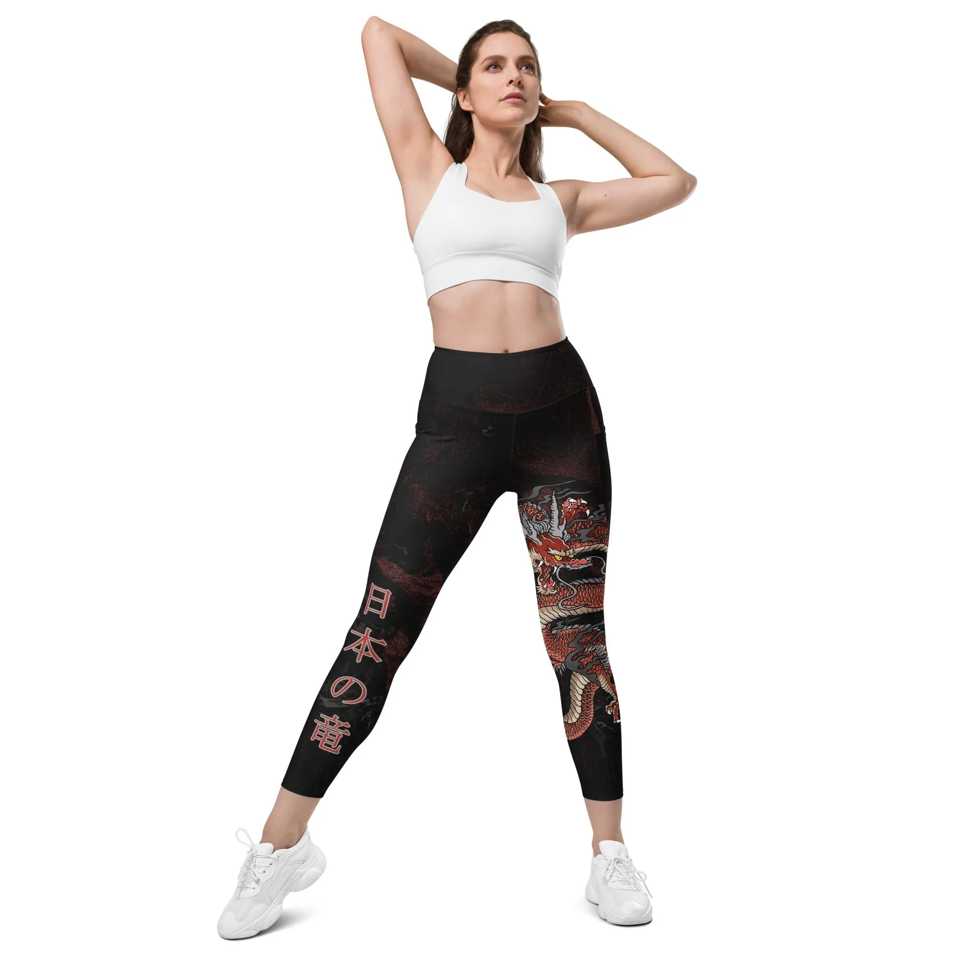 Japanese Dragon Leggings With Pockets