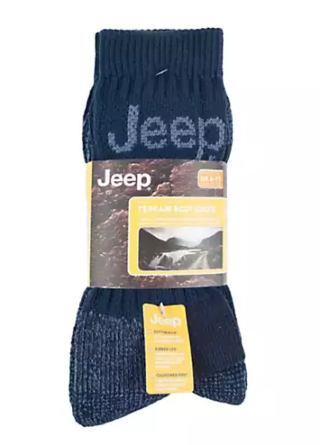 Jeep Mens 3 Pack Navy/Sky Luxury Terrani Boot Socks | Look Again