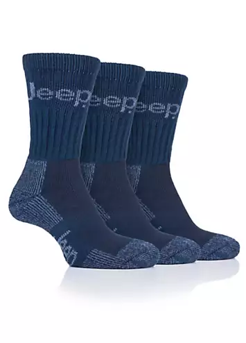 Jeep Mens 3 Pack Navy/Sky Luxury Terrani Boot Socks | Look Again