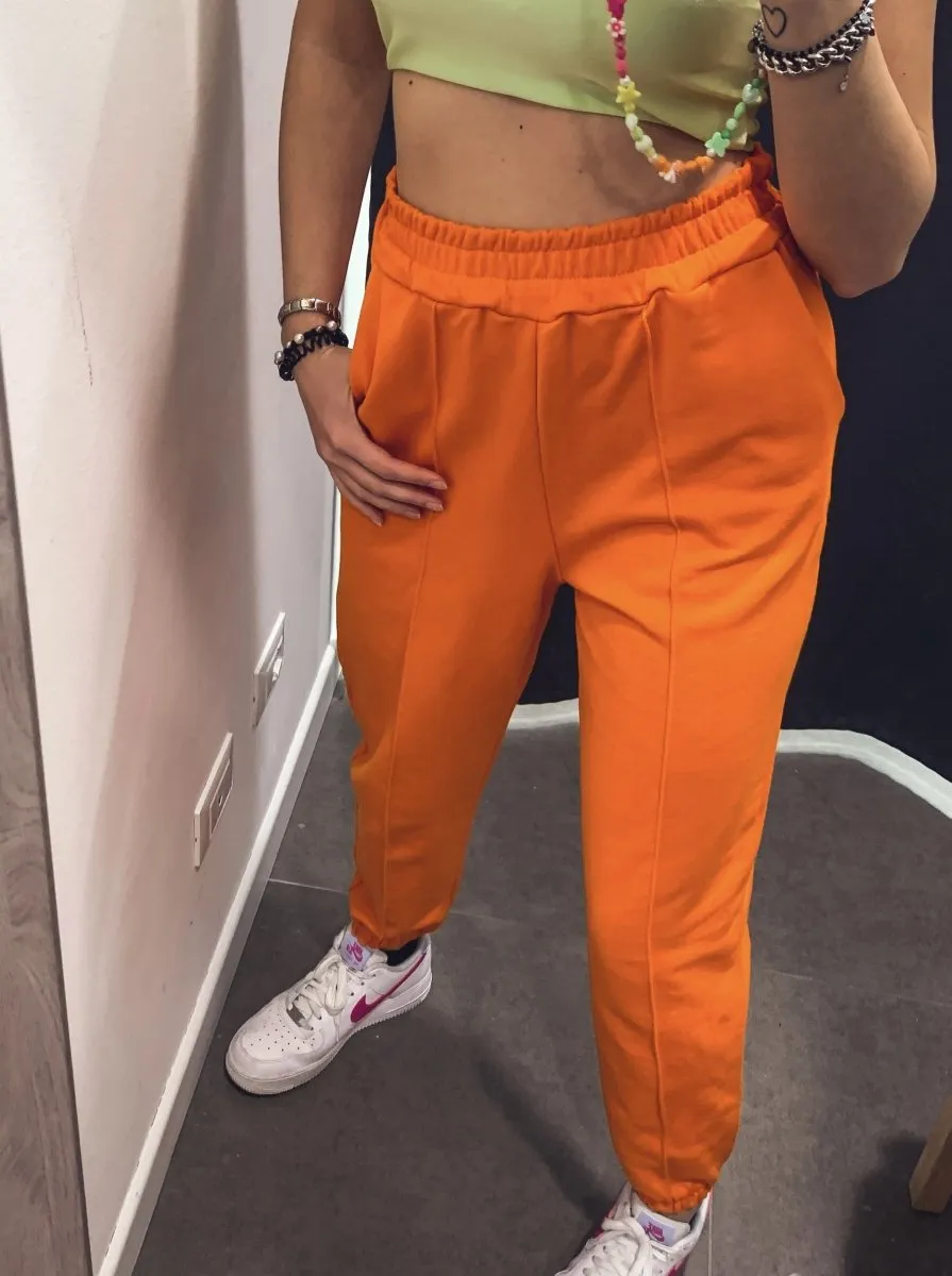 Joggers arancioni con cucitura