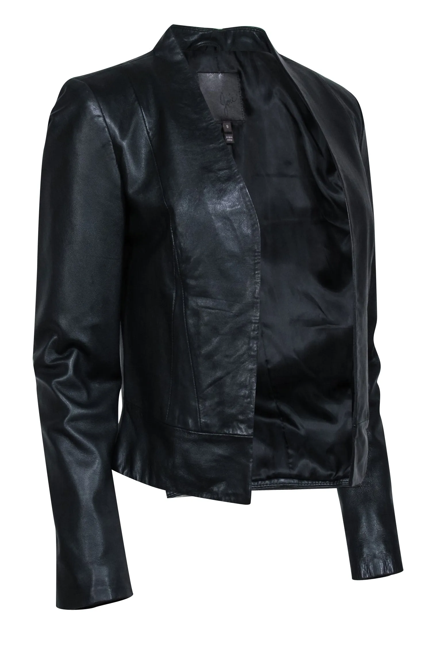 Joie - Black Leather Open Front Jacket Sz S