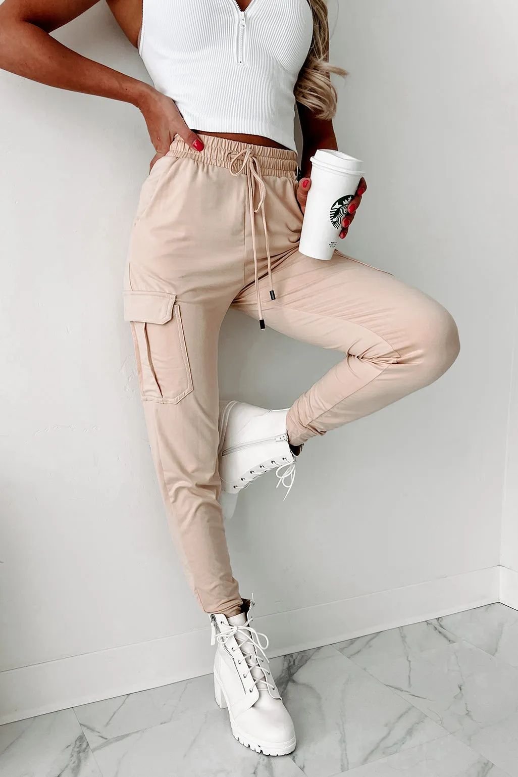 Just Kickin' It Buttery Soft Cargo Joggers (Khaki)