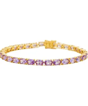 Juvetti Women's Gold / Pink / Purple Salto Gold Tennis Bracelet Set With Purple Sapphire