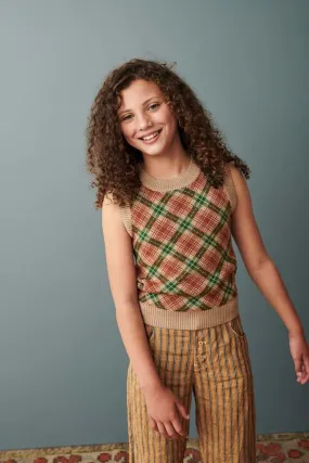 Kids Caramel MAPLE VEST - CAMEL JACQUARD