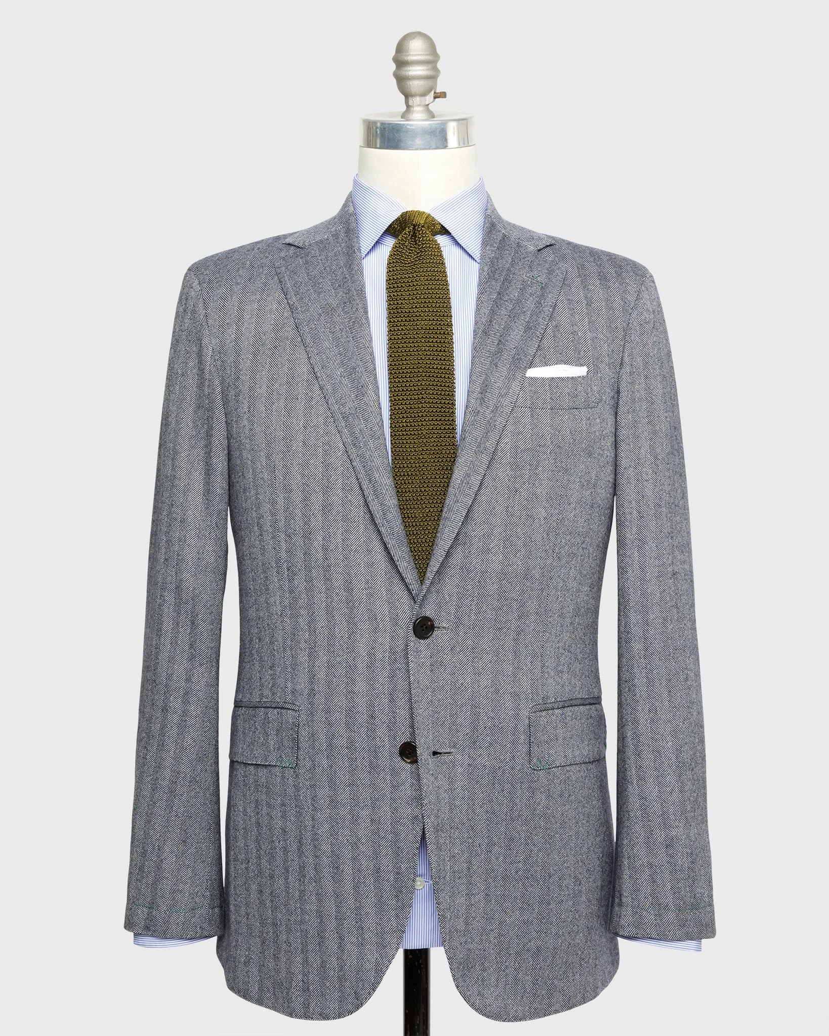 Kincaid No. 4 Jacket in Navy/Bone Escorial Herringbone