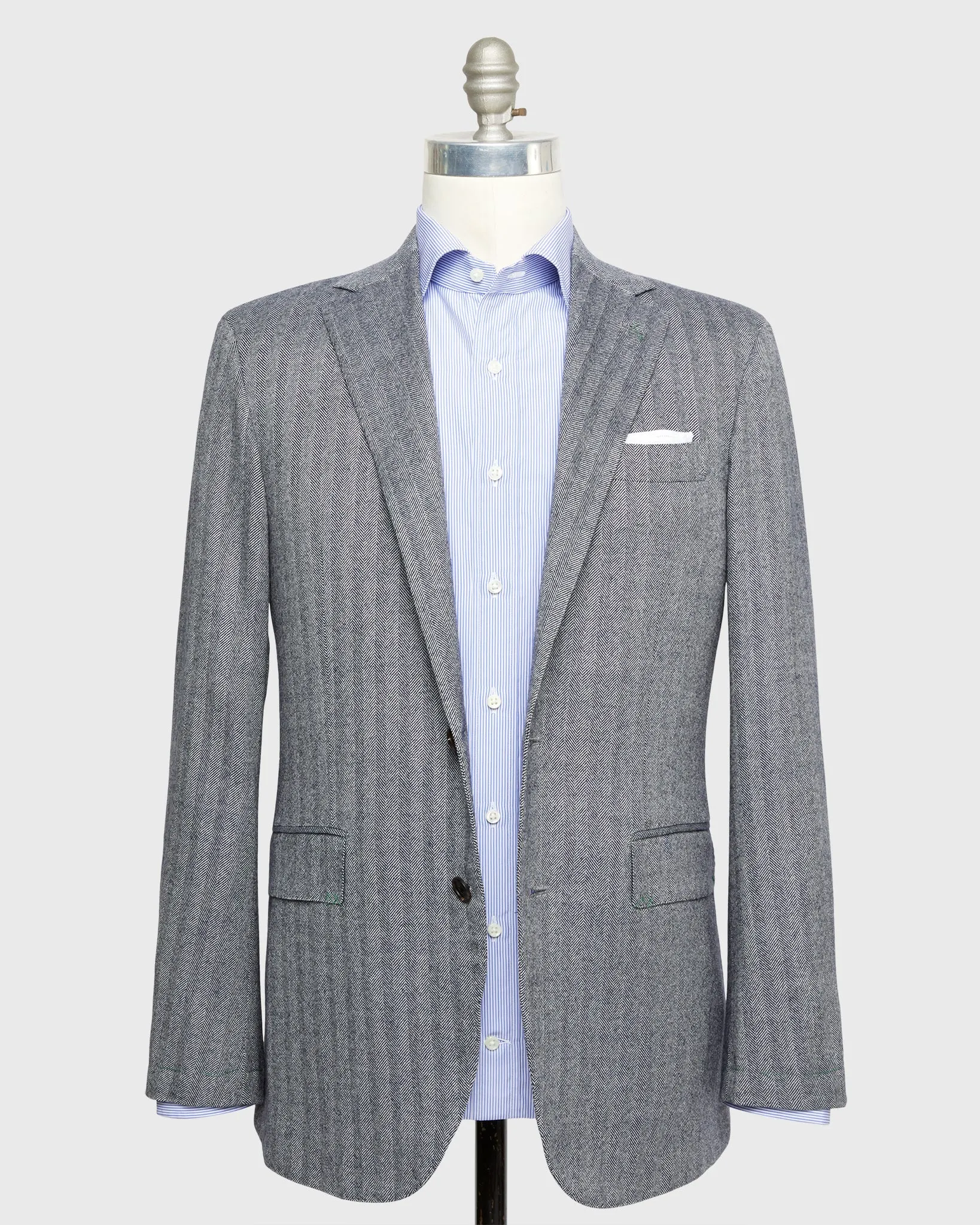 Kincaid No. 4 Jacket in Navy/Bone Escorial Herringbone