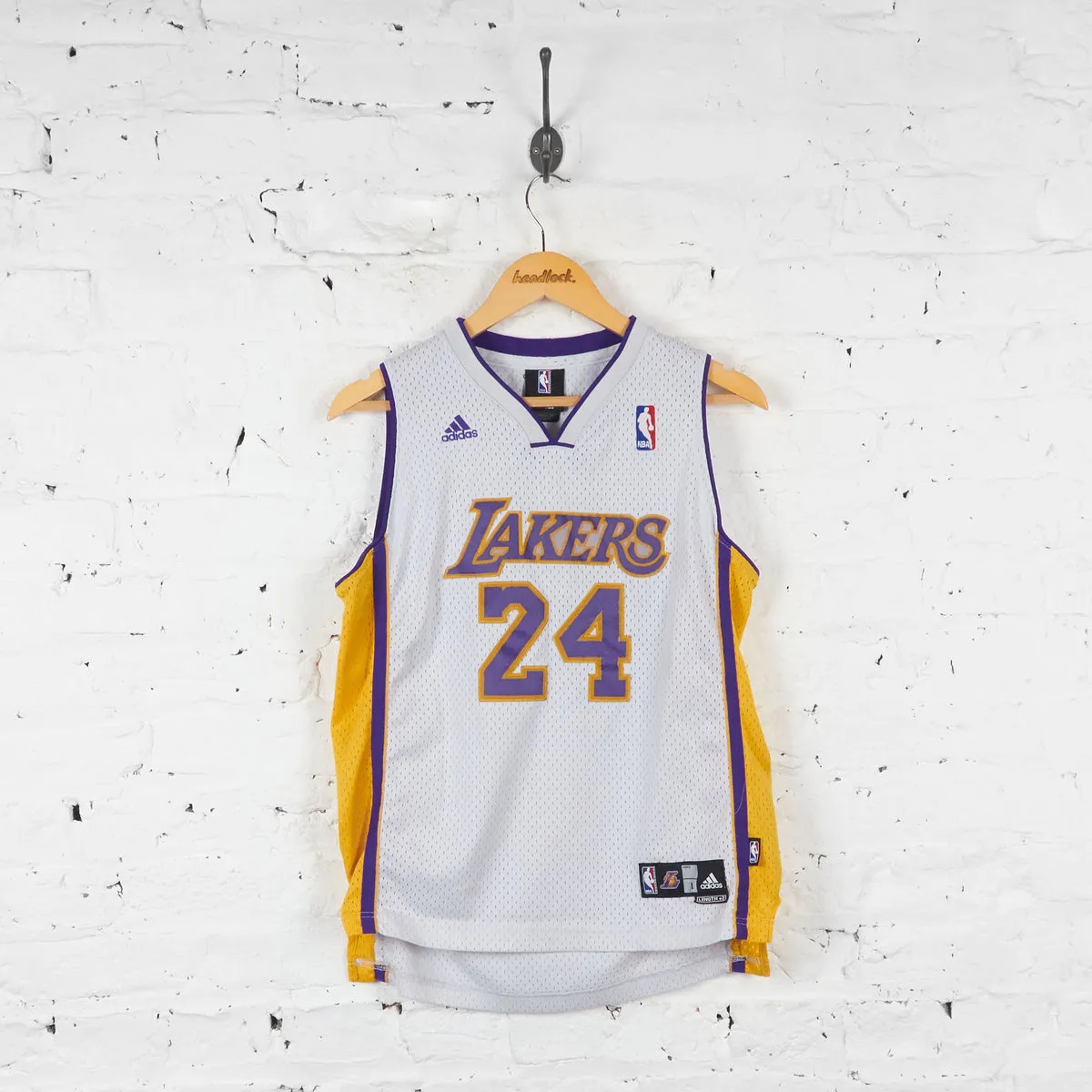 LA Lakers Bryant Adidas Basketball Vest Jersey - White - L Boys