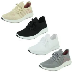 Ladies Spot On Casual Lace Up Trainers F7R201