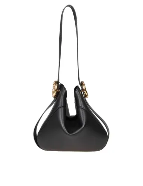 LANVIN LEATHER HOBO SHOULDER BAG WITH SIDE BUCKLES