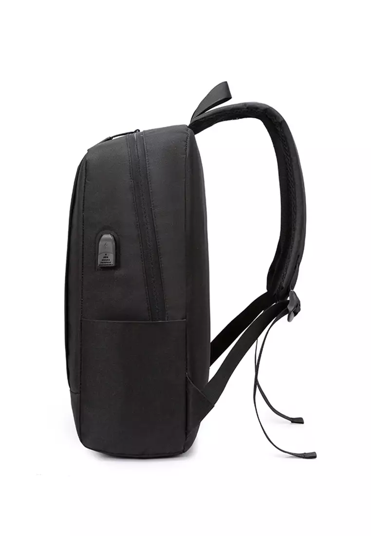 Lara Men's Stylish Shock-resistant Wear-resistant Breathable Business Backpack with USB Port - Black