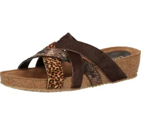 LAZAMANI mules pour femmes chaussures d'été à la mode séparateur d'orteils 75.715 marron