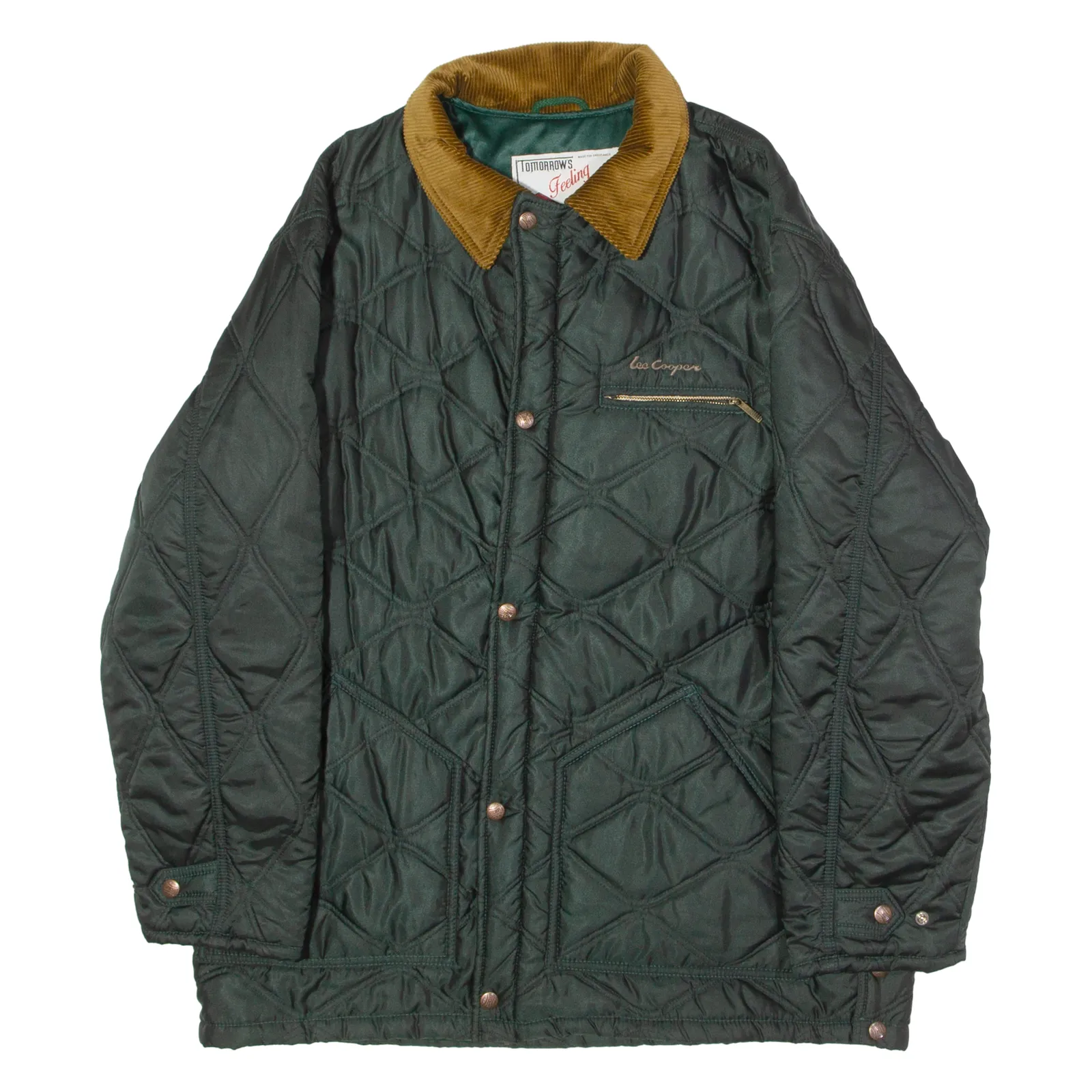 LEE COOPER Mens Quilted Jacket Green 90s Diamond L