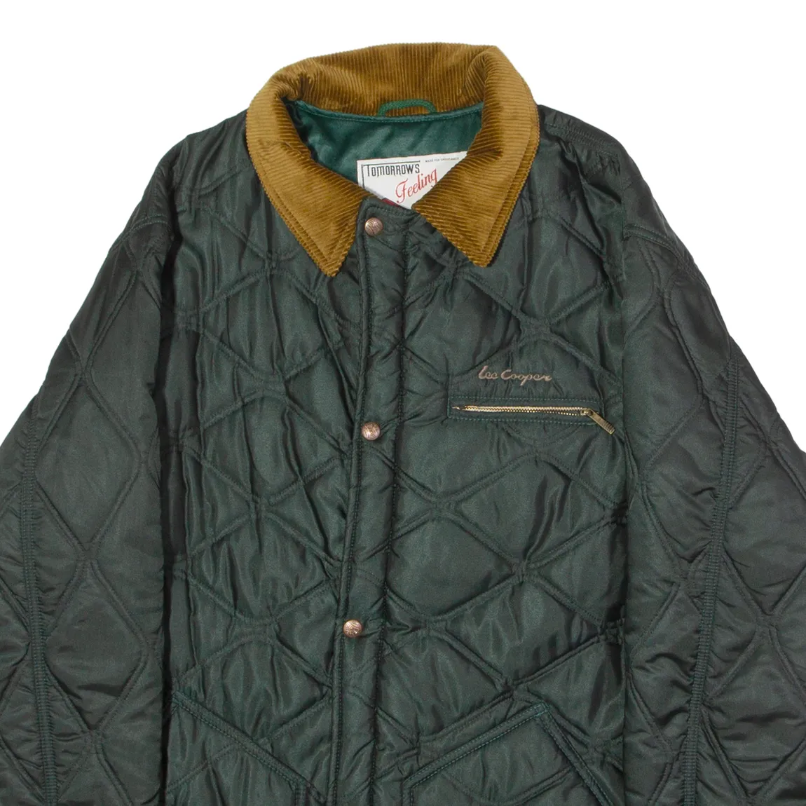 LEE COOPER Mens Quilted Jacket Green 90s Diamond L