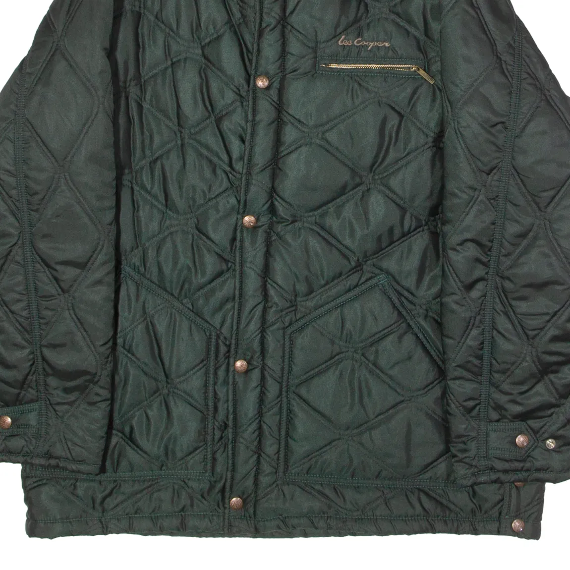 LEE COOPER Mens Quilted Jacket Green 90s Diamond L