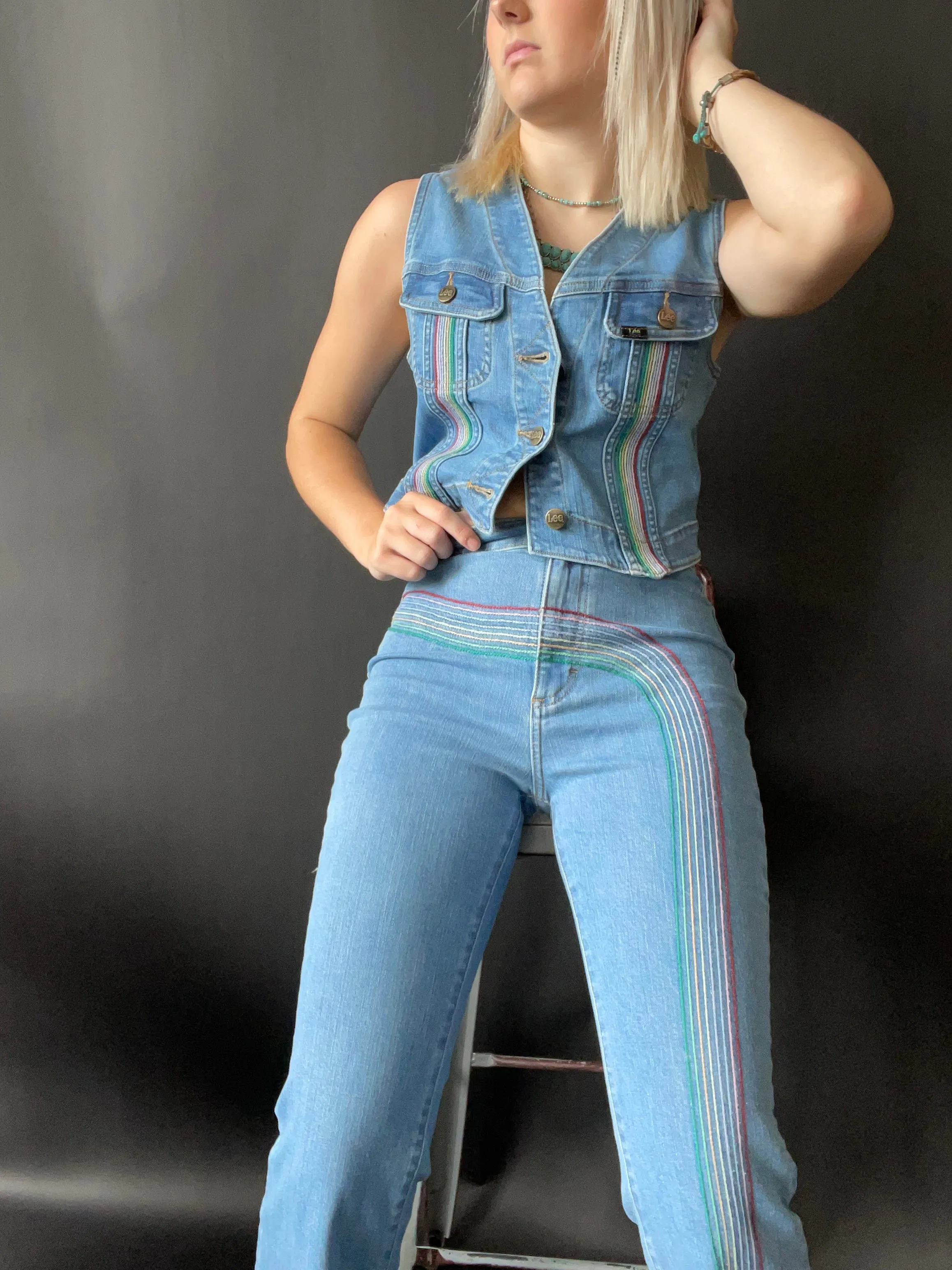 Lee Vintage Charlie's Angels Rainbow Denim Vest