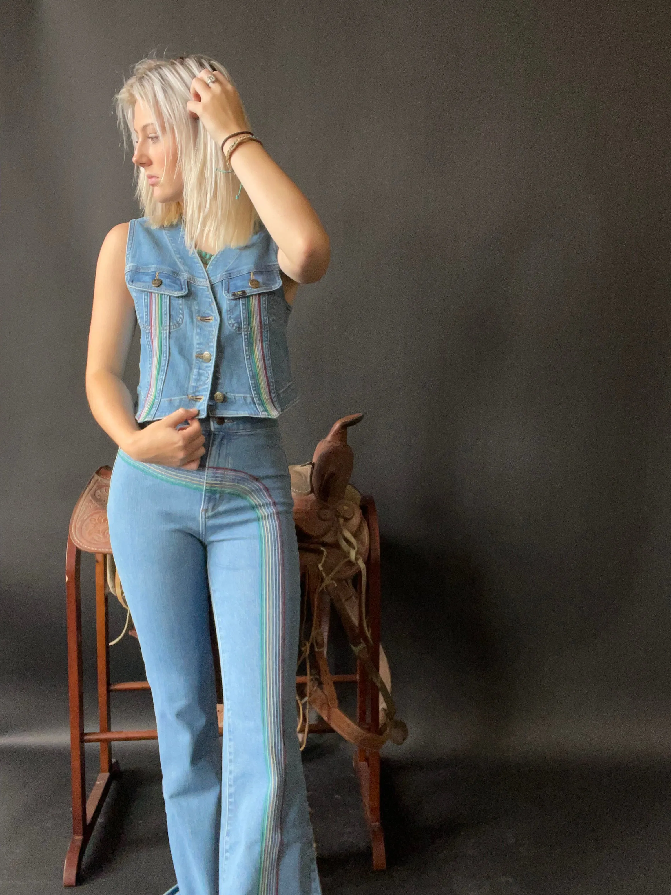 Lee Vintage Charlie's Angels Rainbow Denim Vest