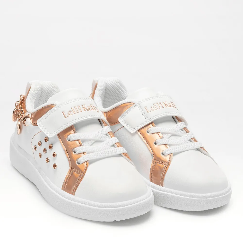 Lelli Kelly Girls White and Gold Removable Bracelet Charm Trainers